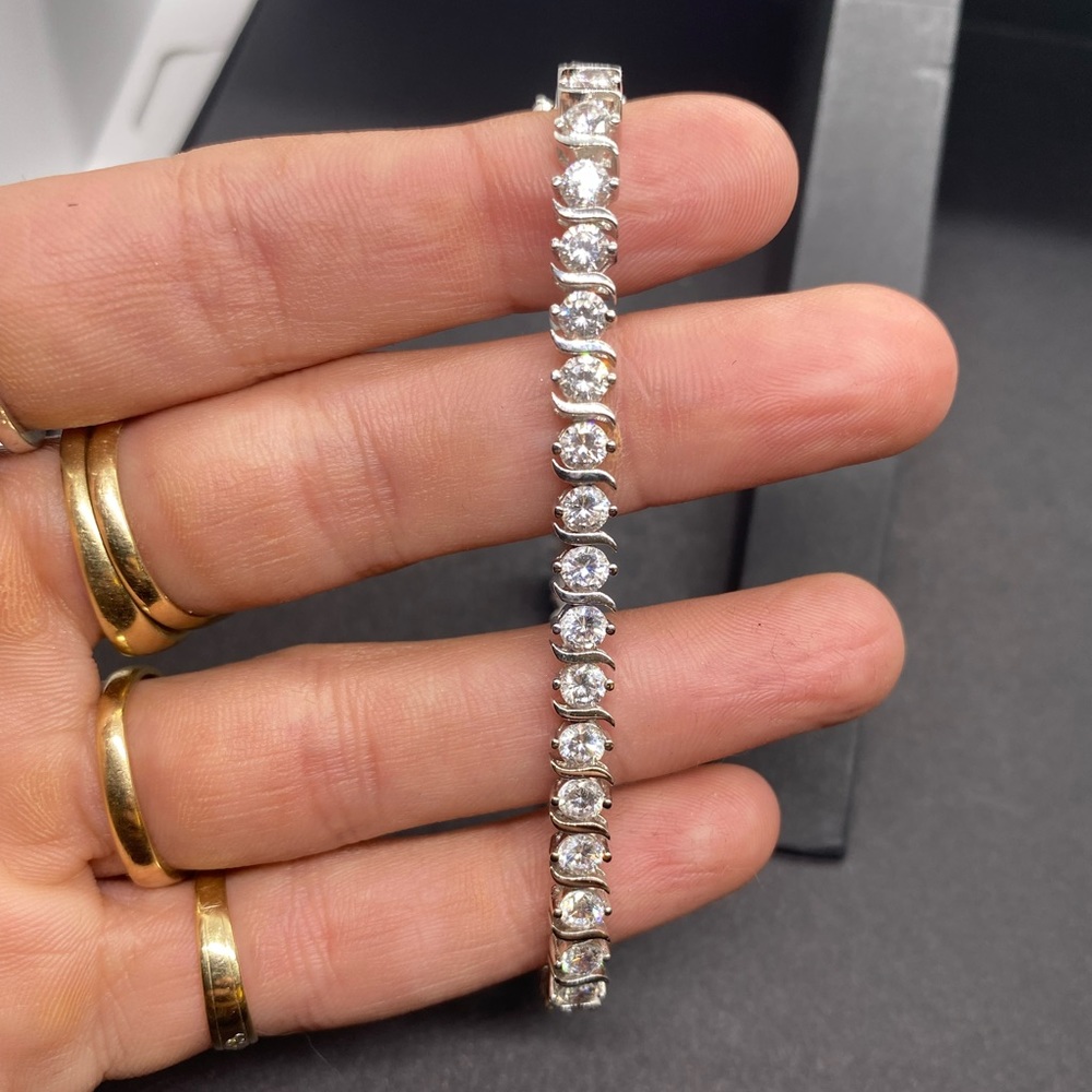 TENNIS BRACELET - Silver Bracelet with Synthetic Diamonds - Picture 5 of 17